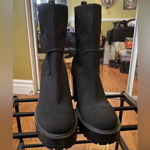 Guess Klyne Black Sock Chunky Heels/Boots - Picture 1 of 7
